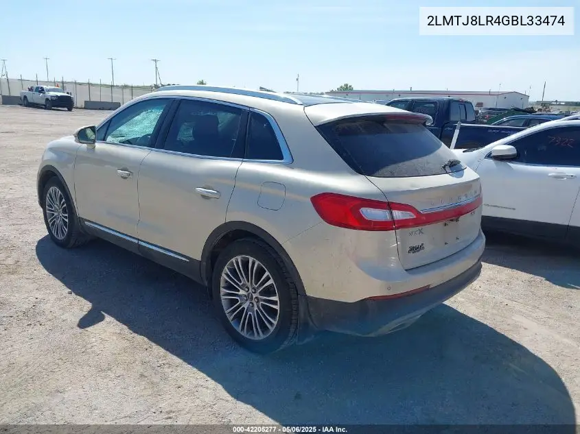 2016 Lincoln Mkx Reserve VIN: 2LMTJ8LR4GBL33474 Lot: 42205277
