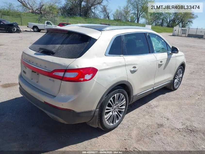 2016 Lincoln Mkx Reserve VIN: 2LMTJ8LR4GBL33474 Lot: 42205277