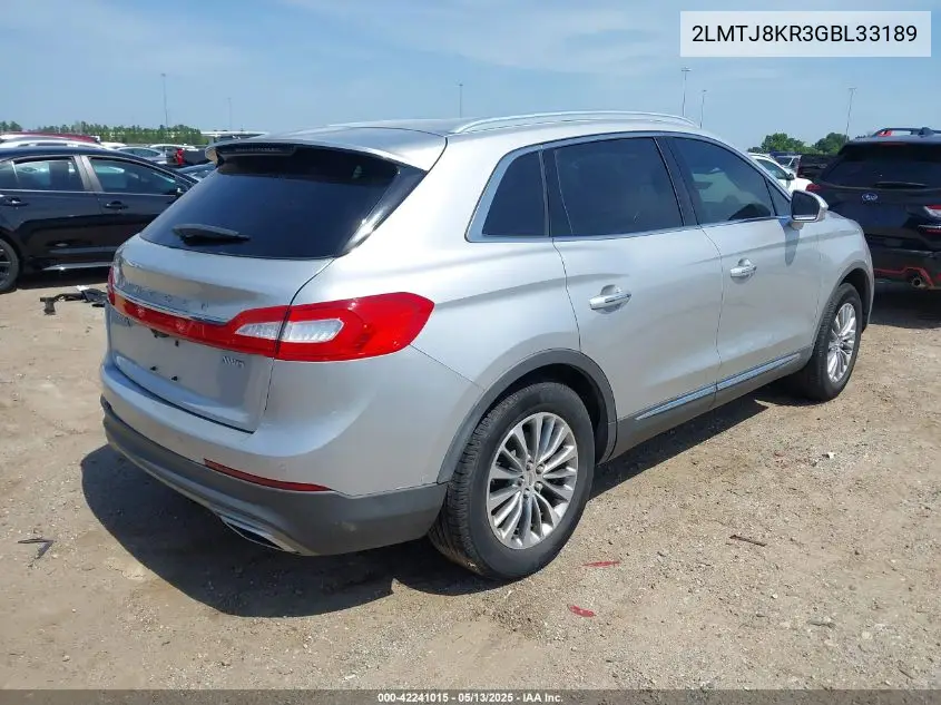 2016 Lincoln Mkx Select VIN: 2LMTJ8KR3GBL33189 Lot: 42241015