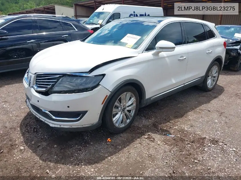 2016 Lincoln Mkx Reserve VIN: 2LMPJ8LP3GBL23275 Lot: 42244103