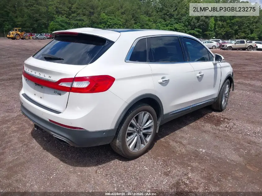 2016 Lincoln Mkx Reserve VIN: 2LMPJ8LP3GBL23275 Lot: 42244103