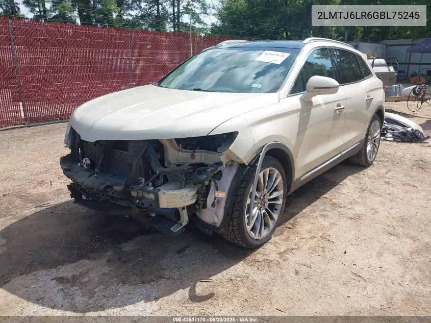 2016 Lincoln Mkx Reserve VIN: 2LMTJ6LR6GBL75245 Lot: 42547170