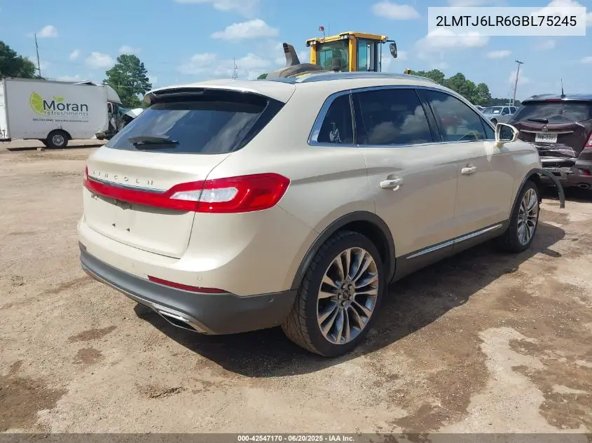 2016 Lincoln Mkx Reserve VIN: 2LMTJ6LR6GBL75245 Lot: 42547170