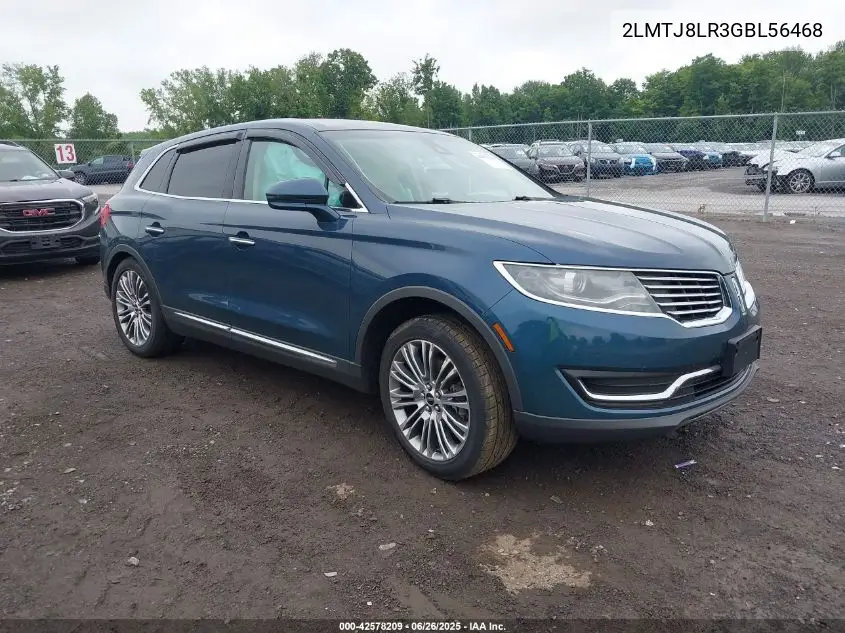 2016 Lincoln Mkx Reserve VIN: 2LMTJ8LR3GBL56468 Lot: 42578209