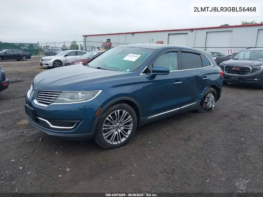 2016 Lincoln Mkx Reserve VIN: 2LMTJ8LR3GBL56468 Lot: 42578209
