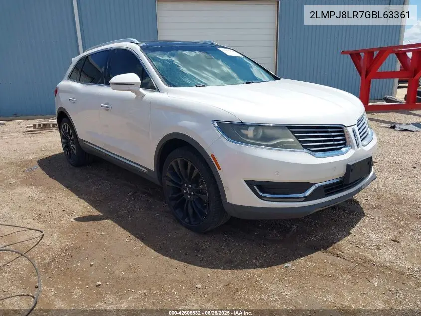 2016 Lincoln Mkx Reserve VIN: 2LMPJ8LR7GBL63361 Lot: 42606532