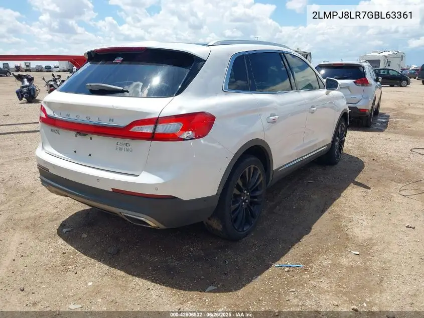 2016 Lincoln Mkx Reserve VIN: 2LMPJ8LR7GBL63361 Lot: 42606532