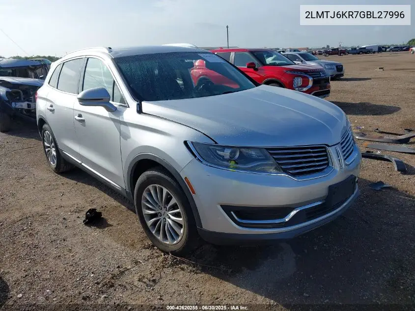 2016 Lincoln Mkx Select VIN: 2LMTJ6KR7GBL27996 Lot: 42620255