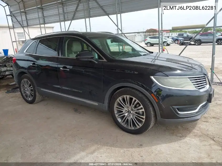 2016 Lincoln Mkx Reserve VIN: 2LMTJ6LP2GBL62281 Lot: 42775941