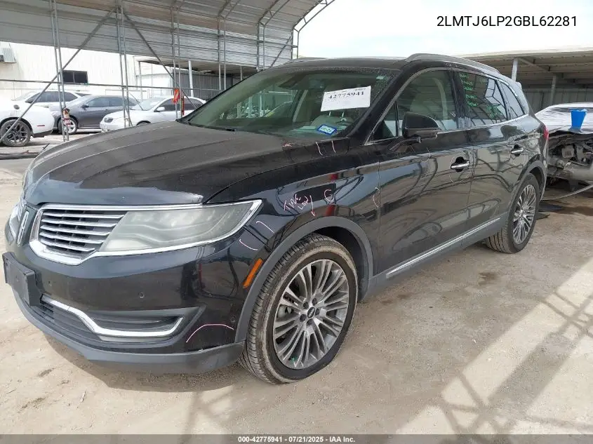 2016 Lincoln Mkx Reserve VIN: 2LMTJ6LP2GBL62281 Lot: 42775941