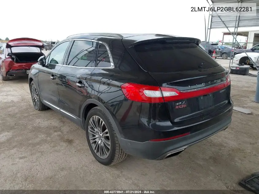 2016 Lincoln Mkx Reserve VIN: 2LMTJ6LP2GBL62281 Lot: 42775941