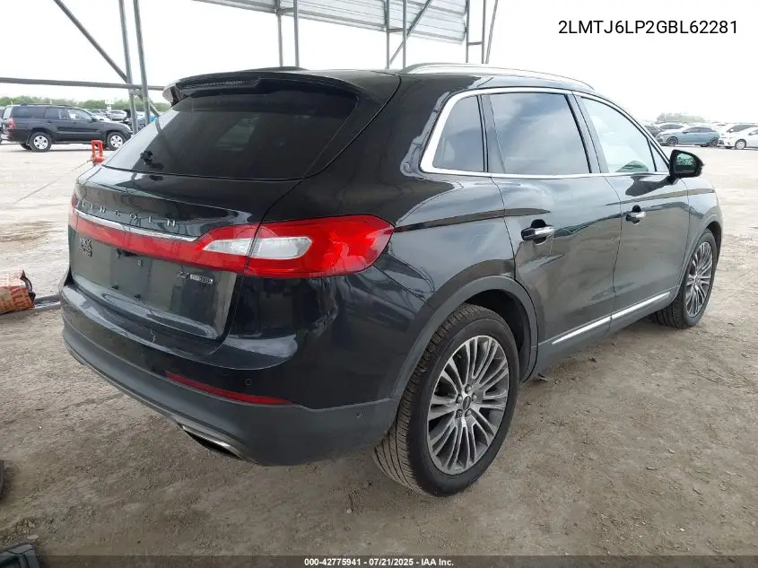 2016 Lincoln Mkx Reserve VIN: 2LMTJ6LP2GBL62281 Lot: 42775941