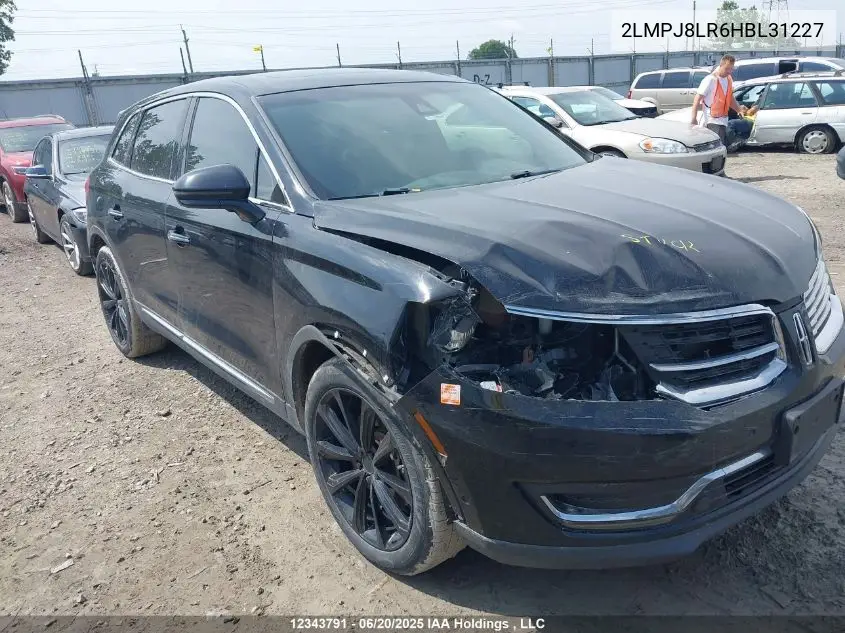 2017 Lincoln Mkx Reserve VIN: 2LMPJ8LR6HBL31227 Lot: 12343791