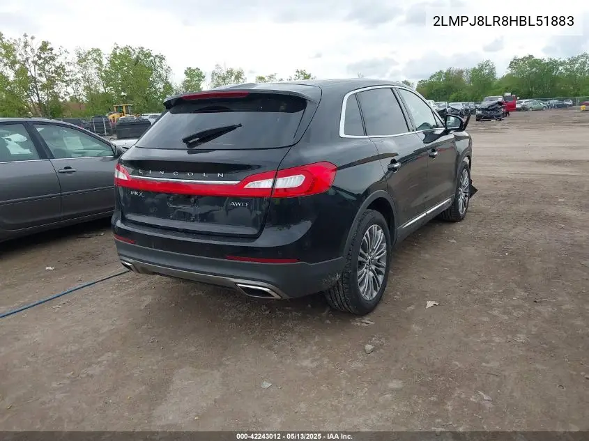 2017 Lincoln Mkx Reserve VIN: 2LMPJ8LR8HBL51883 Lot: 42243012