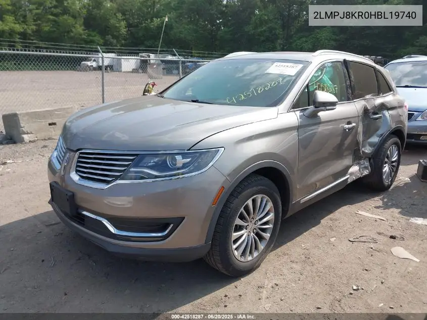 2017 Lincoln Mkx Select VIN: 2LMPJ8KR0HBL19740 Lot: 42518287