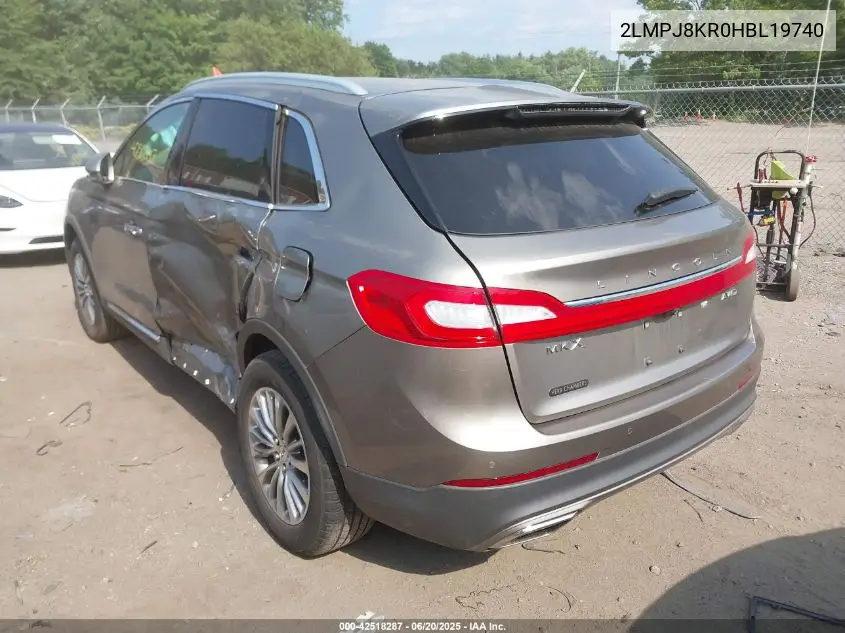 2017 Lincoln Mkx Select VIN: 2LMPJ8KR0HBL19740 Lot: 42518287