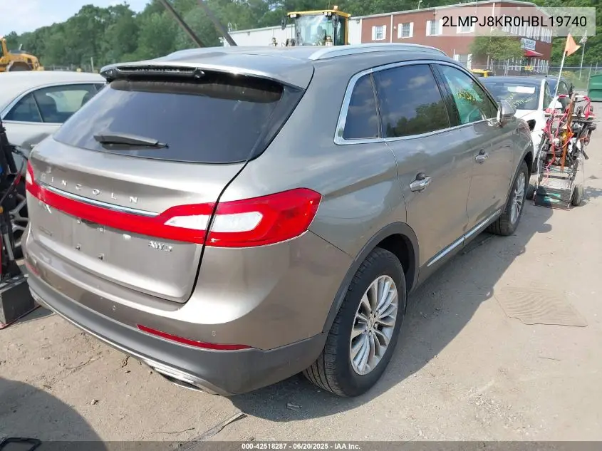 2017 Lincoln Mkx Select VIN: 2LMPJ8KR0HBL19740 Lot: 42518287