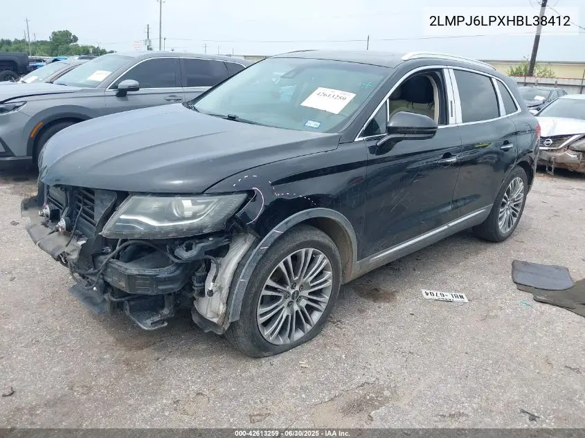 2017 Lincoln Mkx Reserve VIN: 2LMPJ6LPXHBL38412 Lot: 42613259