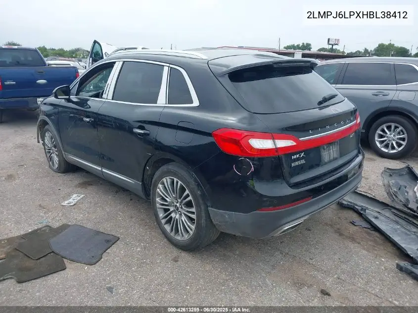 2017 Lincoln Mkx Reserve VIN: 2LMPJ6LPXHBL38412 Lot: 42613259