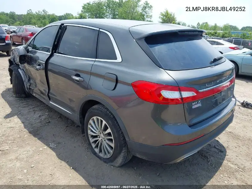 2018 Lincoln Mkx Select VIN: 2LMPJ8KR8JBL49252 Lot: 42585097