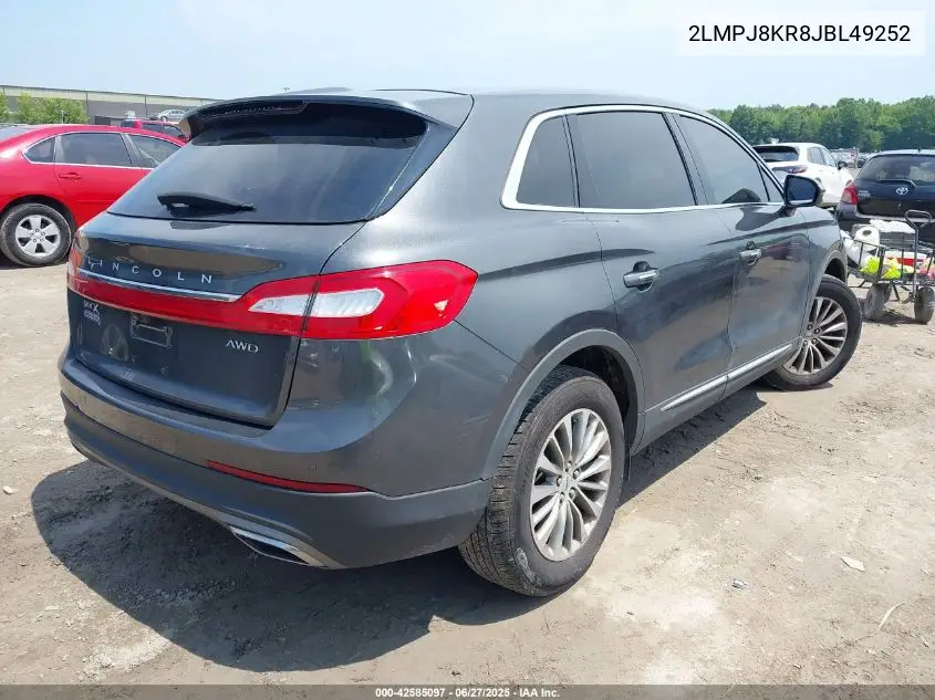 2018 Lincoln Mkx Select VIN: 2LMPJ8KR8JBL49252 Lot: 42585097