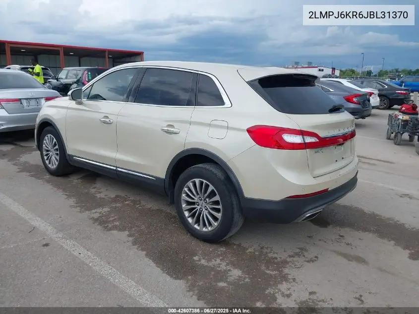 2018 Lincoln Mkx Select VIN: 2LMPJ6KR6JBL31370 Lot: 42607386
