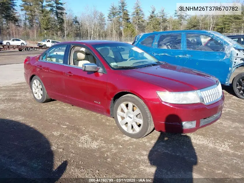 2007 Lincoln Mkz VIN: 3LNHM26T37R670782 Lot: 41760799