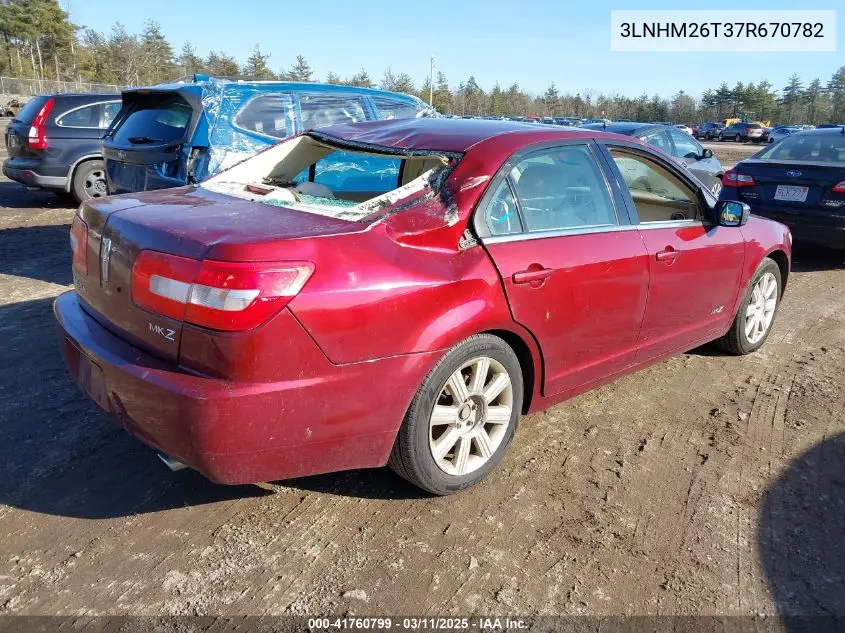 2007 Lincoln Mkz VIN: 3LNHM26T37R670782 Lot: 41760799