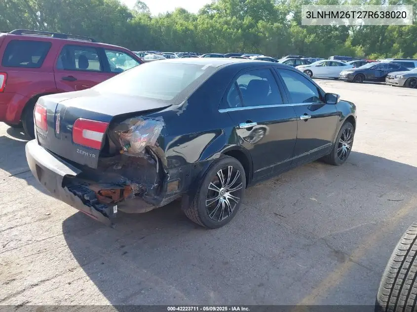 2007 Lincoln Mkz VIN: 3LNHM26T27R638020 Lot: 42223711