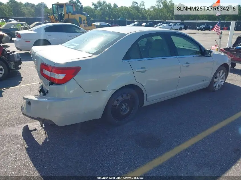 2007 Lincoln Mkz VIN: 3LNHM26TX7R634216 Lot: 42512488