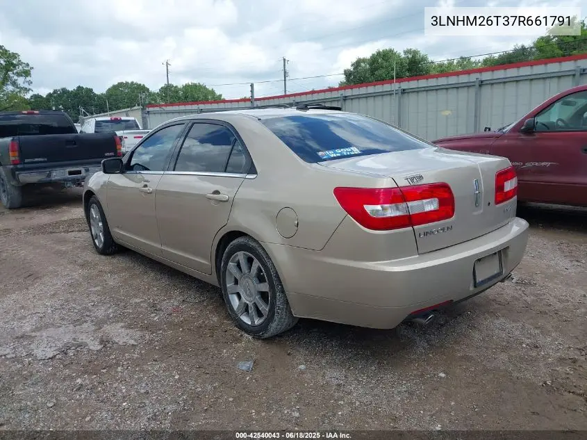 2007 Lincoln Mkz VIN: 3LNHM26T37R661791 Lot: 42540043