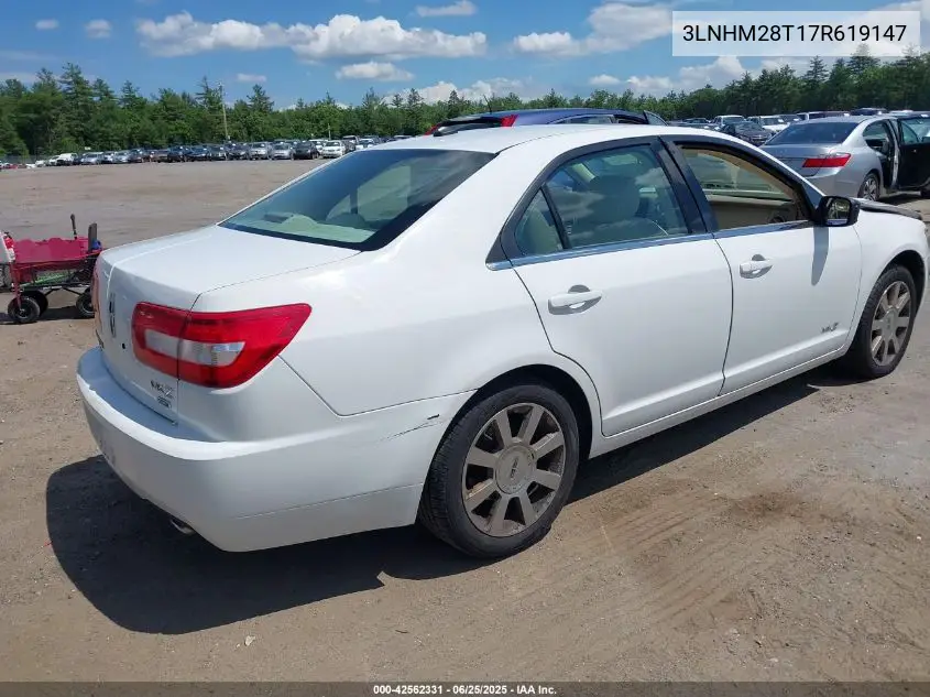 2007 Lincoln Mkz VIN: 3LNHM28T17R619147 Lot: 42562331