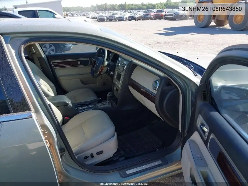 2008 Lincoln Mkz VIN: 3LNHM26T08R643850 Lot: 42220020
