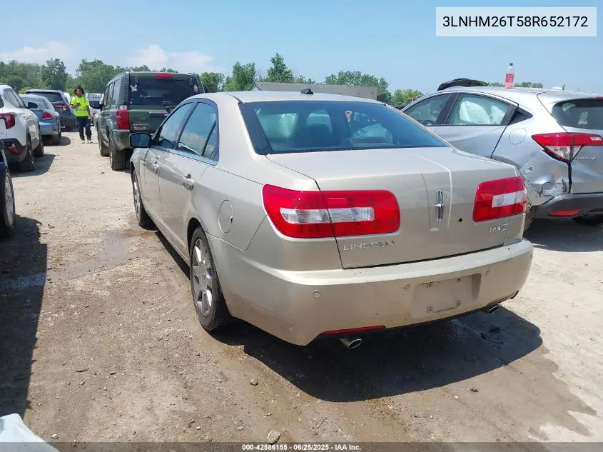 2008 Lincoln Mkz VIN: 3LNHM26T58R652172 Lot: 42586155
