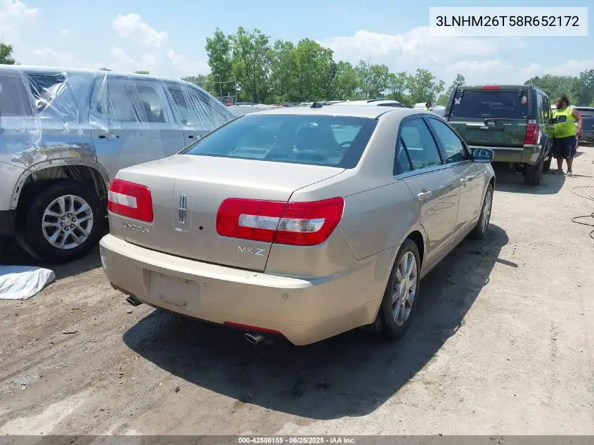 2008 Lincoln Mkz VIN: 3LNHM26T58R652172 Lot: 42586155