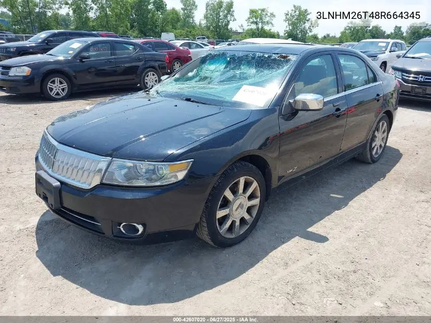 2008 Lincoln Mkz VIN: 3LNHM26T48R664345 Lot: 42607020