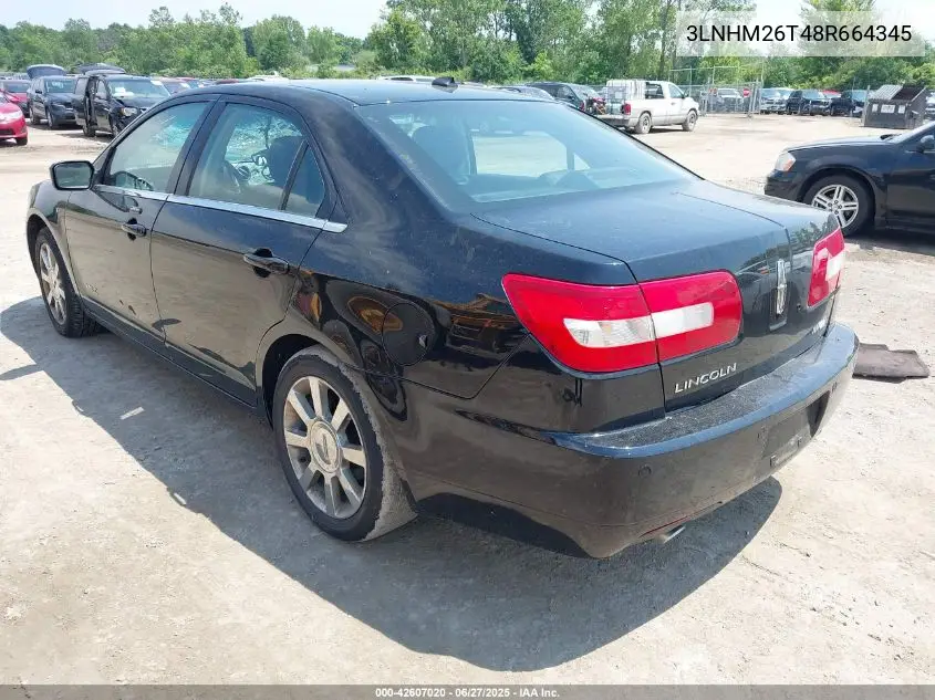 2008 Lincoln Mkz VIN: 3LNHM26T48R664345 Lot: 42607020