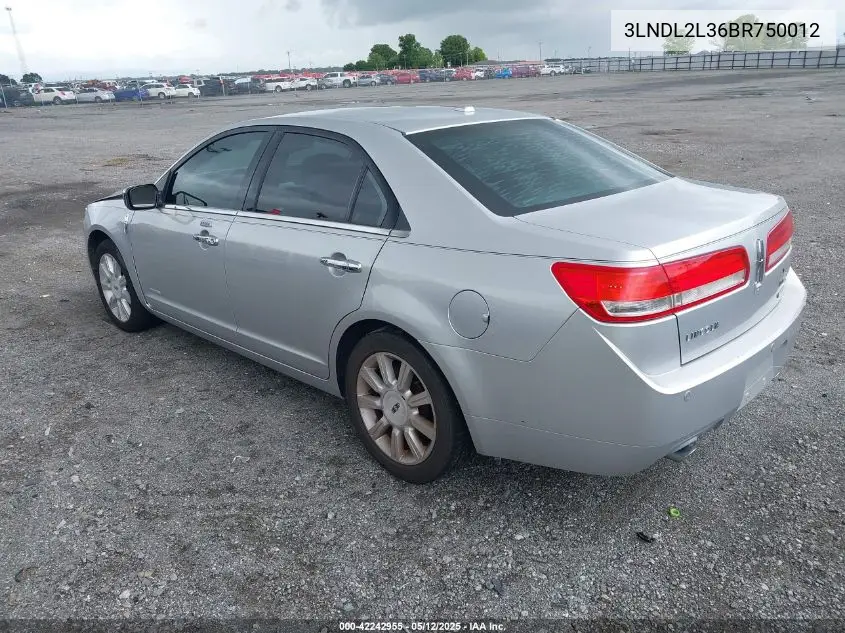 2011 Lincoln Mkz Hybrid VIN: 3LNDL2L36BR750012 Lot: 42242955