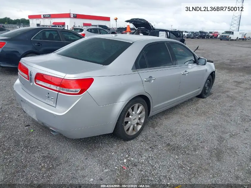 2011 Lincoln Mkz Hybrid VIN: 3LNDL2L36BR750012 Lot: 42242955
