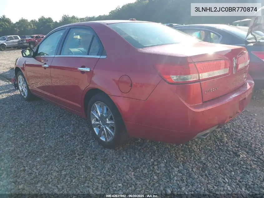 2011 Lincoln Mkz VIN: 3LNHL2JC0BR770874 Lot: 42631982
