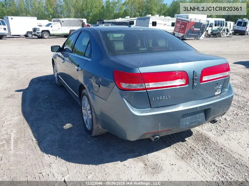2012 Lincoln Mkz VIN: 3LNHL2JC1CR820361 Lot: 12323046