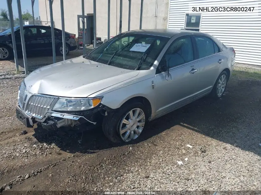 2012 Lincoln Mkz VIN: 3LNHL2GC3CR800247 Lot: 42579906