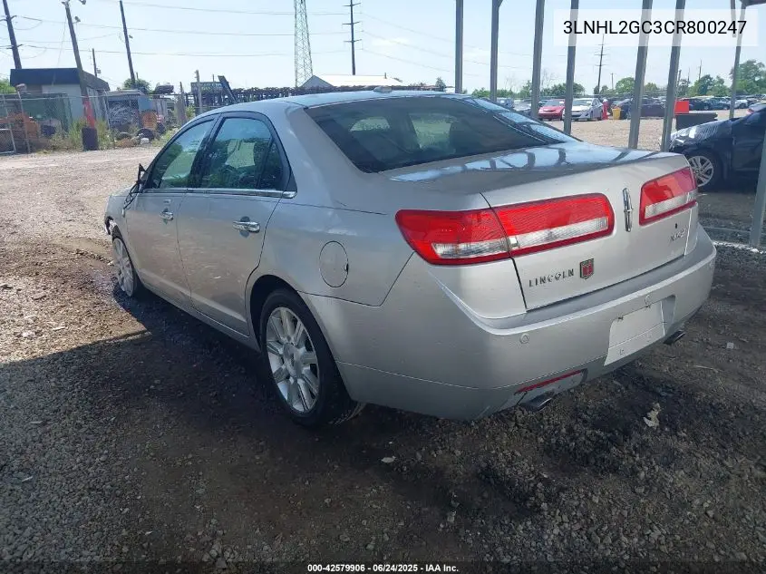 2012 Lincoln Mkz VIN: 3LNHL2GC3CR800247 Lot: 42579906