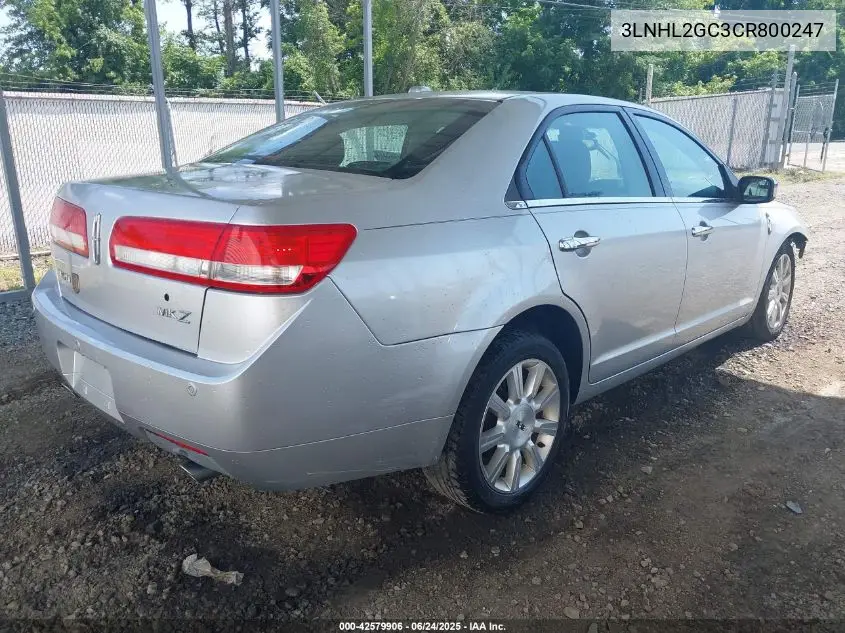 2012 Lincoln Mkz VIN: 3LNHL2GC3CR800247 Lot: 42579906