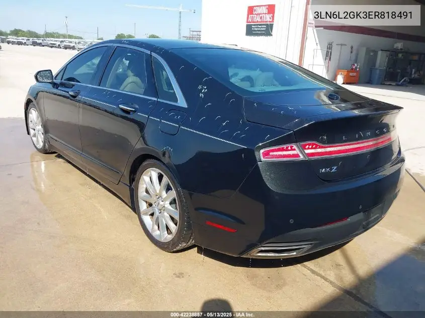 2014 Lincoln Mkz VIN: 3LN6L2GK3ER818491 Lot: 42238857
