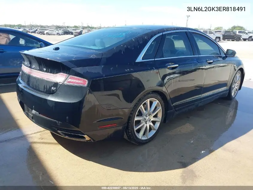 2014 Lincoln Mkz VIN: 3LN6L2GK3ER818491 Lot: 42238857
