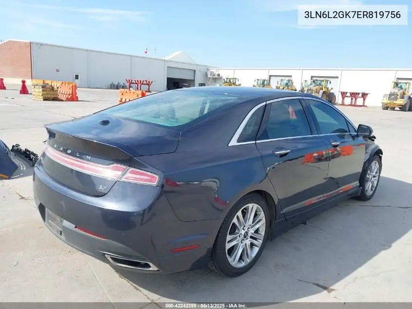 2014 Lincoln Mkz VIN: 3LN6L2GK7ER819756 Lot: 42242399
