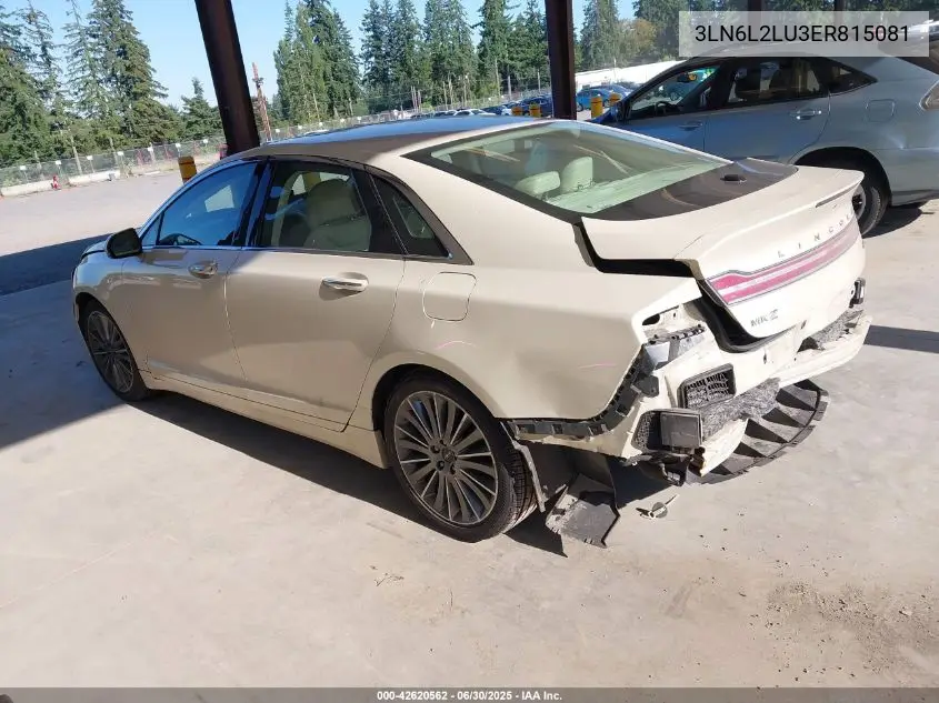 2014 Lincoln Mkz Hybrid VIN: 3LN6L2LU3ER815081 Lot: 42620562