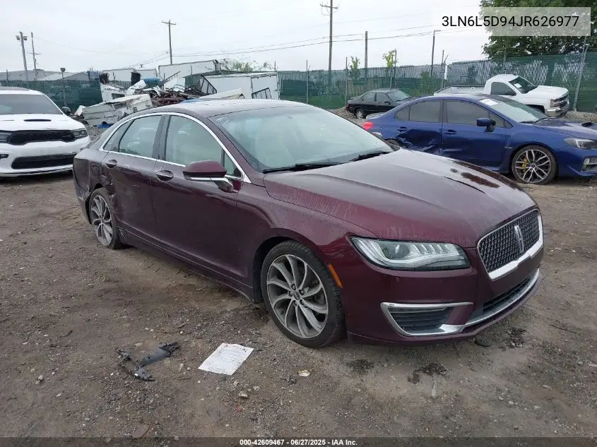 2018 Lincoln Mkz Select VIN: 3LN6L5D94JR626977 Lot: 42609467