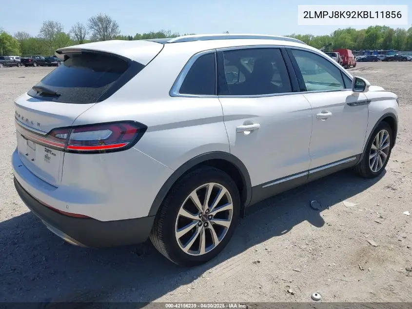 2019 Lincoln Nautilus Select VIN: 2LMPJ8K92KBL11856 Lot: 42156239